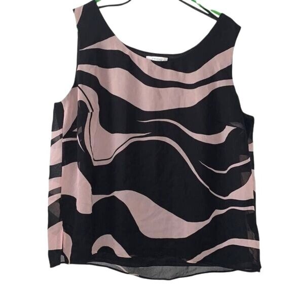 Dressbarn Woman 16W Black & Pink Abstract Sleeveless Top - Picture 1 of 10
